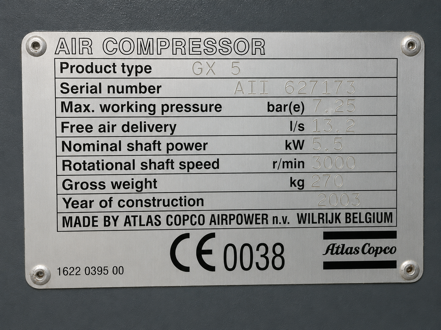 Atlas Copco GX5 Full Feature - Used