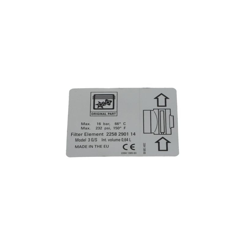 Decal M.b.filter 3 G/S Spares air compressor