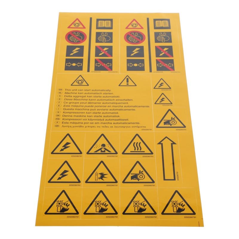 Decal Warning Multiple Atlas Spares air compressor