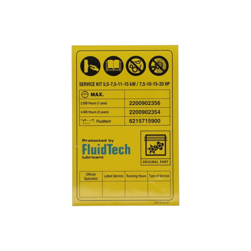 Label Serv.fluidtech MAXI CL3 Spares air compressor