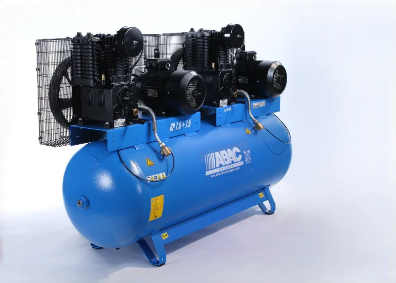 ABAC PRO Cast Iron Piston Compressor With Tandem Pump Elements 7.5+7.5Hp On 500lt Receiver Piston Compressors air compressor