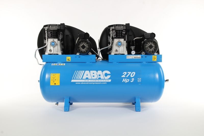 ABAC PRO A39 Belt Driven Lubricated Piston Compressor - Tandem Engine - Floor Mounted